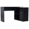 Bureau Informatique Meuble D'angle Multi-rangements Avec étagères CORNER Noir