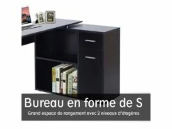 Bureau Informatique Meuble D'angle Multi-rangements Avec étagères CORNER Noir 12 Bureau Informatique Meuble D'angle Multi-rangements Avec étagères CORNER Noir -mobilier de bureau Shop meuble bureau 19171263