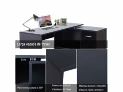 Bureau Informatique Meuble D'angle Multi-rangements Avec étagères CORNER Noir 13 Bureau Informatique Meuble D'angle Multi-rangements Avec étagères CORNER Noir -mobilier de bureau Shop meuble bureau 19171265