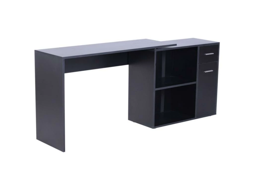 Bureau Informatique Meuble D'angle Multi-rangements Avec étagères CORNER Noir 9 Bureau Informatique Meuble D'angle Multi-rangements Avec étagères CORNER Noir – Image 9