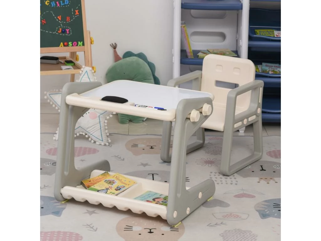 Bureau Enfant Tableau Blanc Et Chaise NICOLAS Beige 2 Bureau Enfant Tableau Blanc Et Chaise NICOLAS Beige – Image 2