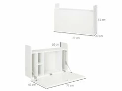 Bureau Mural Multi-rangement Pliable CLOVIS Blanc -mobilier de bureau Shop meuble bureau 19192761