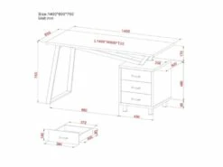 Bureau Informatique Design Avec Tiroirs De Rangement - Couleur Blanc -mobilier de bureau Shop meuble bureau 19192771