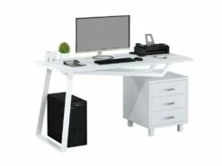 Bureau Informatique Design Avec Tiroirs De Rangement - Couleur Blanc -mobilier de bureau Shop meuble bureau 19192775