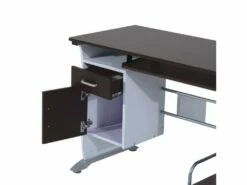 Bureau Informatique MDF Brun-noir Et Blanc -mobilier de bureau Shop meuble bureau 19193337