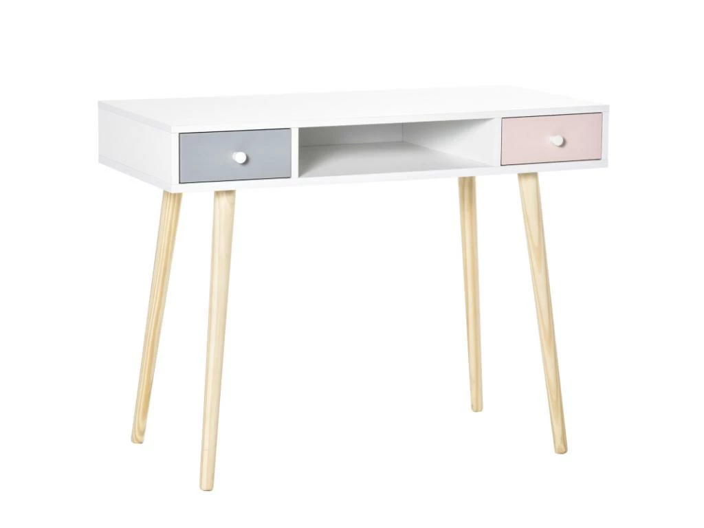 Bureau Scandinave Enfant ALIX Blanc Rose Gris 1 Bureau Scandinave Enfant ALIX Blanc Rose Gris