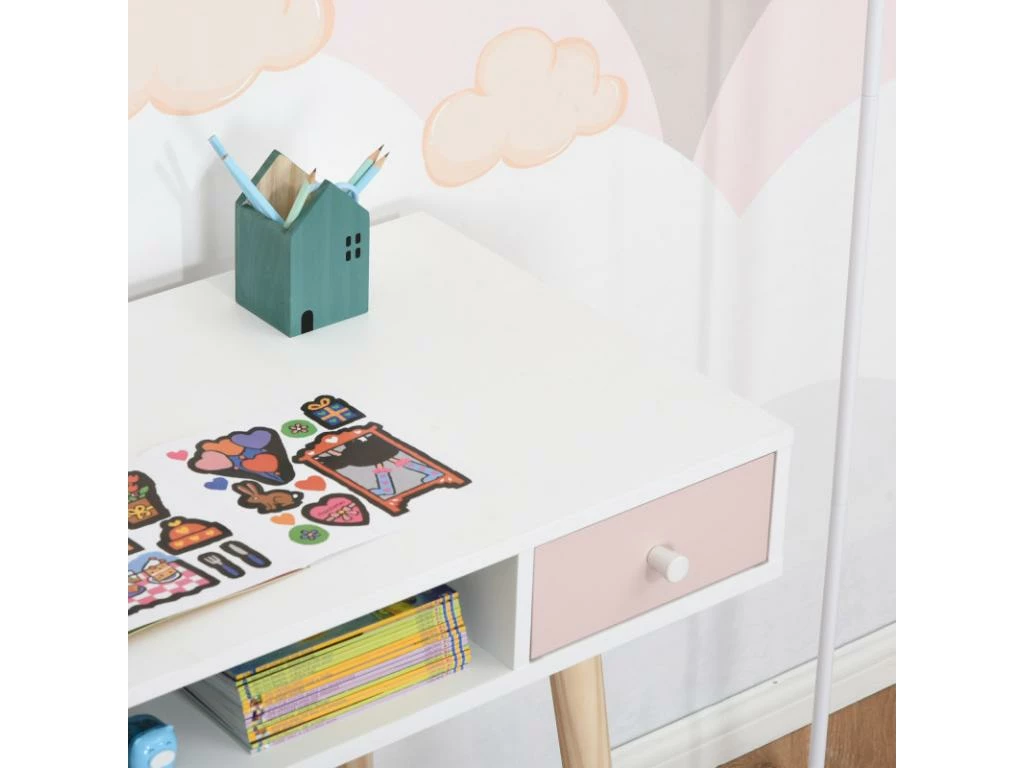 Bureau Scandinave Enfant ALIX Blanc Rose Gris 4 Bureau Scandinave Enfant ALIX Blanc Rose Gris – Image 4