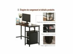 Bureau Informatique Design EDMOND Brun Et Noir -mobilier de bureau Shop meuble bureau 19193663