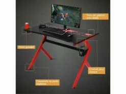 Gaming,bureau De Jeu Pour Gamer En Mdftubes En Acier Avec Porte-gobelet -mobilier de bureau Shop meuble bureau 19408211