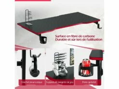 Bureau Gamer 120x60 Cm, Avec Surface En Fibre De Carbone, Crochet Pour Casque, Porte-gobelet 7 Bureau Gamer 120x60 Cm, Avec Surface En Fibre De Carbone, Crochet Pour Casque, Porte-gobelet -mobilier de bureau Shop meuble bureau 19408217
