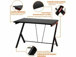 Bureau Gaming 116 X 75 Cm, Bureau Gamer Avec Cadre En Métal En Forme De R -mobilier de bureau Shop meuble bureau 19408229