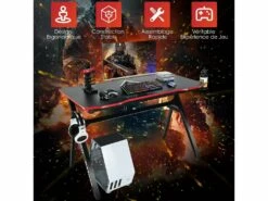 Bureau De Jeu, Gaming Bureau Ergonomique Avec Cadre En Forme De K, Porte-gobelet Et Crochet 7 Bureau De Jeu, Gaming Bureau Ergonomique Avec Cadre En Forme De K, Porte-gobelet Et Crochet -mobilier de bureau Shop meuble bureau 19408249