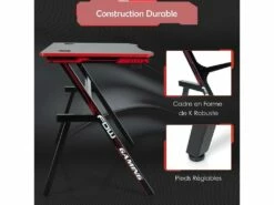 Bureau De Jeu, Gaming Bureau Ergonomique Avec Cadre En Forme De K, Porte-gobelet Et Crochet 8 Bureau De Jeu, Gaming Bureau Ergonomique Avec Cadre En Forme De K, Porte-gobelet Et Crochet -mobilier de bureau Shop meuble bureau 19408251