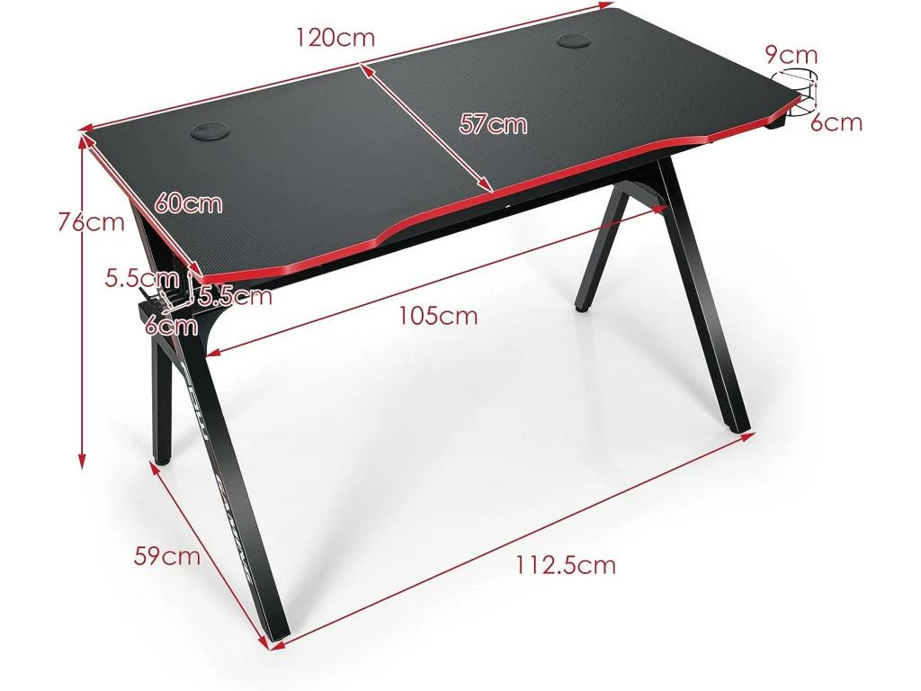 Bureau De Jeu, Gaming Bureau Ergonomique Avec Cadre En Forme De K, Porte-gobelet Et Crochet 5 Bureau De Jeu, Gaming Bureau Ergonomique Avec Cadre En Forme De K, Porte-gobelet Et Crochet – Image 5