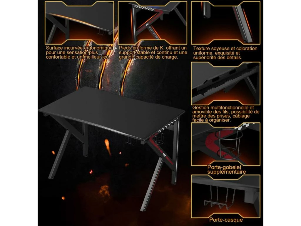 Bureau Gamer Table Informatique 115 X 75 X 76 Cm Avec Porte-gobelet Stable K Cadre 2 Bureau Gamer Table Informatique 115 X 75 X 76 Cm Avec Porte-gobelet Stable K Cadre – Image 2