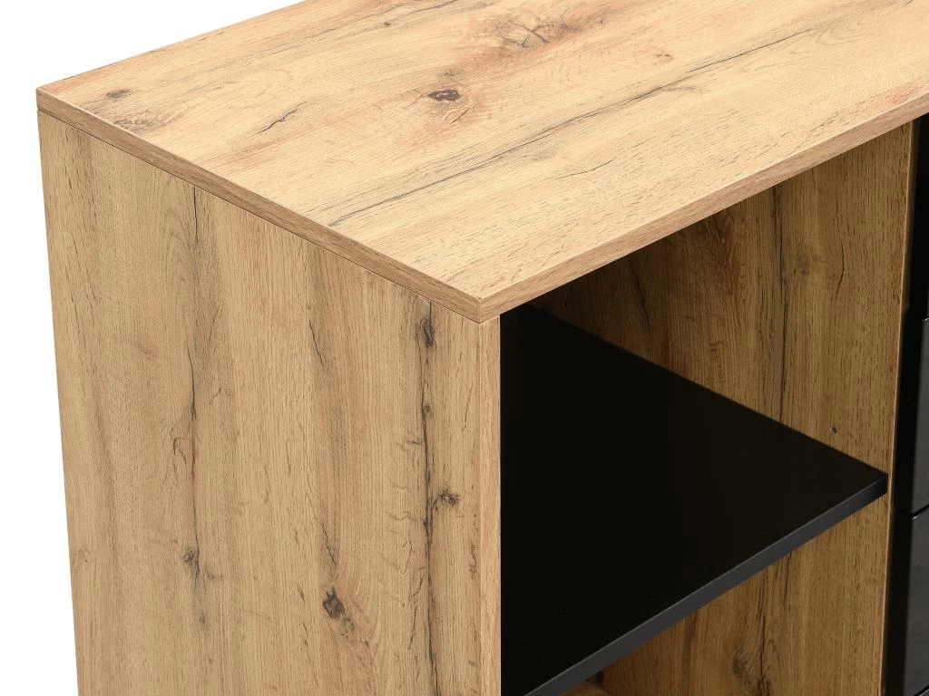 Bureau Extensible Avec Plateau Pivotant 360° - MDF - Naturel Et Noir - PAVELO 10 Bureau Extensible Avec Plateau Pivotant 360° - MDF - Naturel Et Noir - PAVELO – Image 10