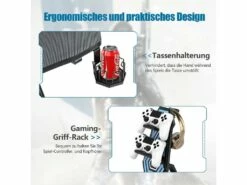 Bureau Gamer,table De Gaming Avec Led, Support Pour Manette, Porte-gobelet, En Forme -mobilier de bureau Shop meuble bureau 19408275