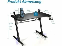 Bureau Gamer,table De Gaming Avec Led, Support Pour Manette, Porte-gobelet, En Forme -mobilier de bureau Shop meuble bureau 19408279