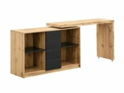 Bureau Extensible Avec Plateau Pivotant 360° - MDF - Naturel Et Noir - PAVELO 24 Bureau Extensible Avec Plateau Pivotant 360° - MDF - Naturel Et Noir - PAVELO -mobilier de bureau Shop meuble bureau 19408283