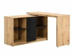 Bureau Extensible Avec Plateau Pivotant 360° - MDF - Naturel Et Noir - PAVELO 23 Bureau Extensible Avec Plateau Pivotant 360° - MDF - Naturel Et Noir - PAVELO -mobilier de bureau Shop meuble bureau 19408285