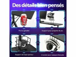 Bureau De Gamer 120 Cm En Forme De Y, Avec étagère Pour écran, Porte-manettes -mobilier de bureau Shop meuble bureau 19408291