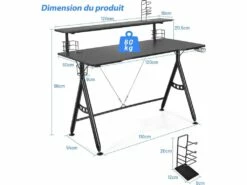 Bureau De Gamer 120 Cm En Forme De Y, Avec étagère Pour écran, Porte-manettes -mobilier de bureau Shop meuble bureau 19408293