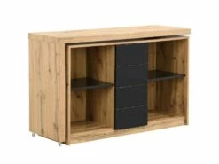 Bureau Extensible Avec Plateau Pivotant 360° - MDF - Naturel Et Noir - PAVELO 25 Bureau Extensible Avec Plateau Pivotant 360° - MDF - Naturel Et Noir - PAVELO -mobilier de bureau Shop meuble bureau 19408297