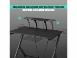 Bureau Gaming Bureau De Jeu Pour Gamer Avec Tablette,Pieds En Y Inversé,1 Porte-gobelet -mobilier de bureau Shop meuble bureau 19408305