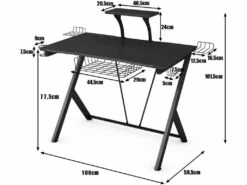 Bureau Gaming Bureau De Jeu Pour Gamer Avec Tablette,Pieds En Y Inversé,1 Porte-gobelet -mobilier de bureau Shop meuble bureau 19408309