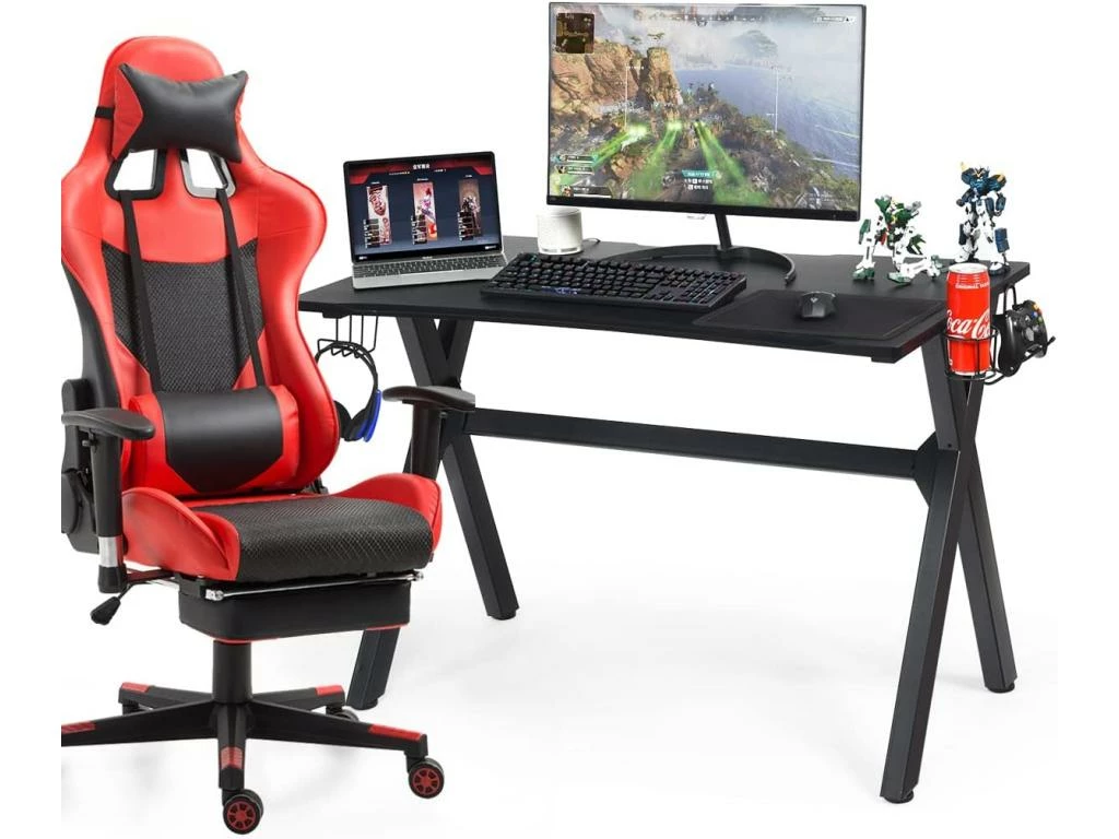 Bureau Gaming 120 X 60 X 76 CM Table Ergonomique Avec Porte-Gobelet, Crochet Pour Tapis De Souris 2 Bureau Gaming 120 X 60 X 76 CM Table Ergonomique Avec Porte-Gobelet, Crochet Pour Tapis De Souris – Image 2