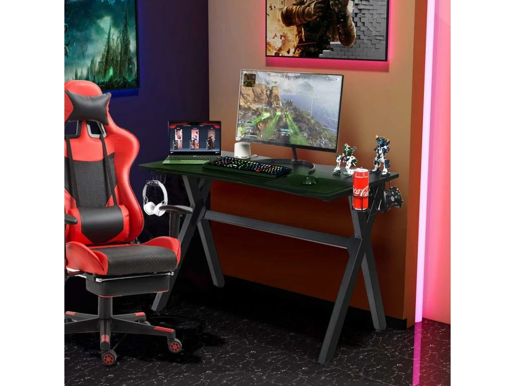 Bureau Gaming 120 X 60 X 76 CM Table Ergonomique Avec Porte-Gobelet, Crochet Pour Tapis De Souris 3 Bureau Gaming 120 X 60 X 76 CM Table Ergonomique Avec Porte-Gobelet, Crochet Pour Tapis De Souris – Image 3
