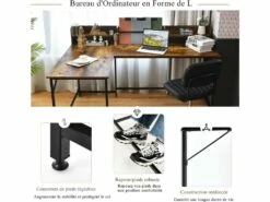 Table De Bureau En Forme De L En Acier Robuste Charge 100KG -mobilier de bureau Shop meuble bureau 19408395