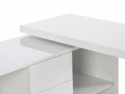 Bureau Extensible Avec Plateau Pivotant 360° - MDF - Blanc Laqué - PAVELO -mobilier de bureau Shop meuble bureau 19408895