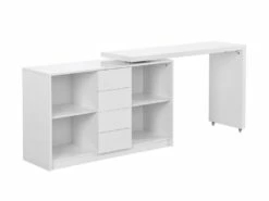 Bureau Extensible Avec Plateau Pivotant 360° - MDF - Blanc Laqué - PAVELO -mobilier de bureau Shop meuble bureau 19408897