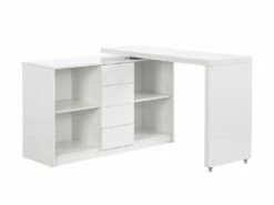 Bureau Extensible Avec Plateau Pivotant 360° - MDF - Blanc Laqué - PAVELO -mobilier de bureau Shop meuble bureau 19408899