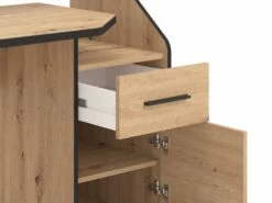 Bureau Avec Rangements - Coloris : Naturel Et Noir - JUVALO -mobilier de bureau Shop meuble bureau 19785691