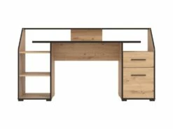 Bureau Avec Rangements - Coloris : Naturel Et Noir - JUVALO -mobilier de bureau Shop meuble bureau 19785699