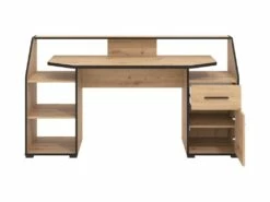 Bureau Avec Rangements - Coloris : Naturel Et Noir - JUVALO -mobilier de bureau Shop meuble bureau 19785701