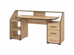 Bureau Avec Rangements - Coloris : Naturel Et Noir - JUVALO -mobilier de bureau Shop meuble bureau 19785713
