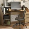 Bureau Avec Rangements - Coloris : Naturel Et Noir - JUVALO