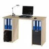 Bureau Chêne Et Noir 2 Caissons 130 Cm 4 Niches