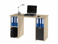 Bureau Chêne Et Noir 2 Caissons 130 Cm 4 Niches