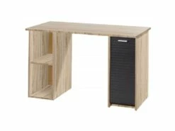 Bureau Chêne Et Noir 2 Caissons 130 Cm 4 Niches -mobilier de bureau Shop meuble bureau 19908997