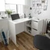 Bureau D'angles 2 Portes + 2 Niches Blanc - DAPATA - L 152 X L 49 X H 74 Cm