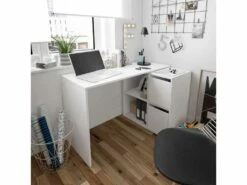 Bureau D'angles 2 Portes + 2 Niches Blanc - DAPATA - L 152 X L 49 X H 74 Cm