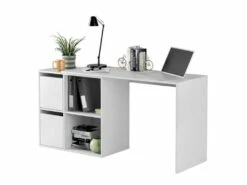 Bureau D'angles 2 Portes + 2 Niches Blanc - DAPATA - L 152 X L 49 X H 74 Cm -mobilier de bureau Shop meuble bureau 20003099