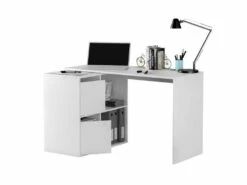 Bureau D'angles 2 Portes + 2 Niches Blanc - DAPATA - L 152 X L 49 X H 74 Cm -mobilier de bureau Shop meuble bureau 20003101
