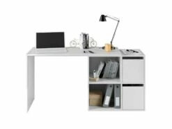 Bureau D'angles 2 Portes + 2 Niches Blanc - DAPATA - L 152 X L 49 X H 74 Cm -mobilier de bureau Shop meuble bureau 20003103