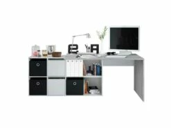 Bureau D'angles 2 Portes + 4 Niches Blanc/Béton - DAPATA PLUS - L 203 X L 66 X H 74 Cm 11 Bureau D'angles 2 Portes + 4 Niches Blanc/Béton - DAPATA PLUS - L 203 X L 66 X H 74 Cm -mobilier de bureau Shop meuble bureau 20003271