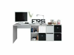 Bureau D'angles 2 Portes + 4 Niches Blanc/Béton - DAPATA PLUS - L 203 X L 66 X H 74 Cm 12 Bureau D'angles 2 Portes + 4 Niches Blanc/Béton - DAPATA PLUS - L 203 X L 66 X H 74 Cm -mobilier de bureau Shop meuble bureau 20003273